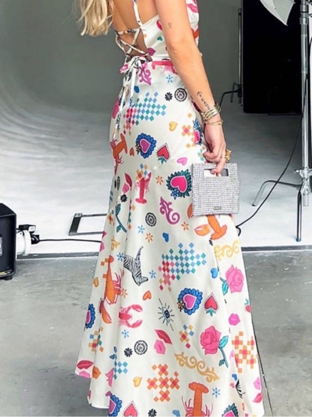 Never Fully Dressed Ivory Lobster Emily Dress Size 12 Colorful Maximalist Pride